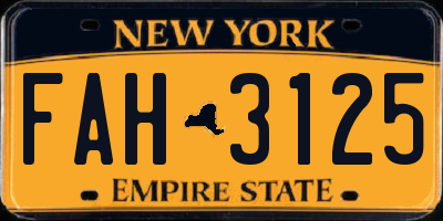 NY license plate FAH3125