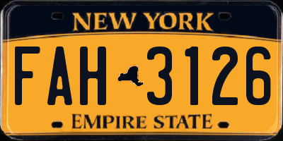 NY license plate FAH3126