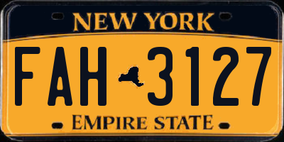 NY license plate FAH3127