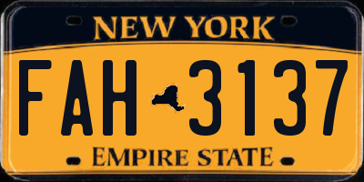 NY license plate FAH3137