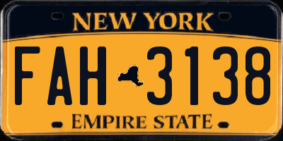 NY license plate FAH3138