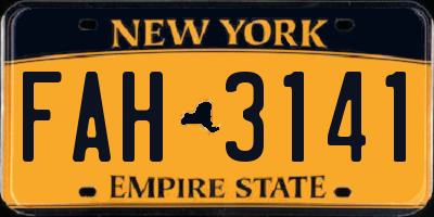 NY license plate FAH3141