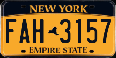 NY license plate FAH3157