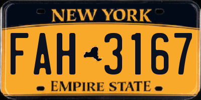 NY license plate FAH3167