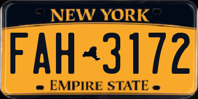 NY license plate FAH3172