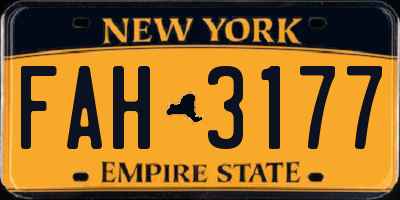 NY license plate FAH3177