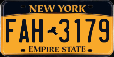 NY license plate FAH3179