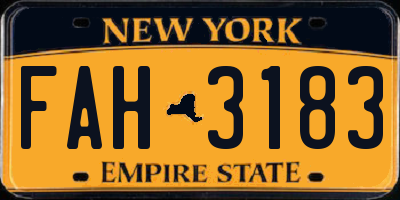 NY license plate FAH3183