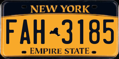 NY license plate FAH3185