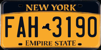 NY license plate FAH3190