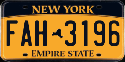 NY license plate FAH3196