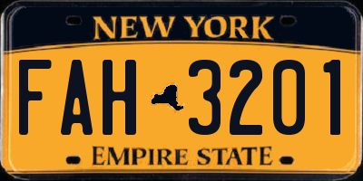 NY license plate FAH3201