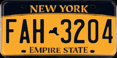 NY license plate FAH3204