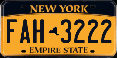 NY license plate FAH3222