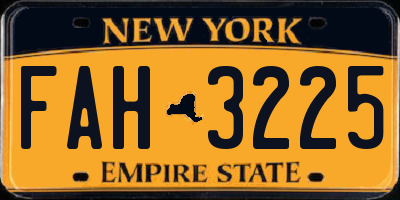 NY license plate FAH3225