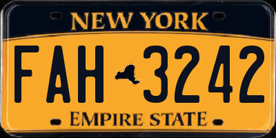 NY license plate FAH3242