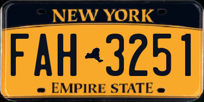 NY license plate FAH3251