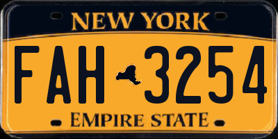 NY license plate FAH3254