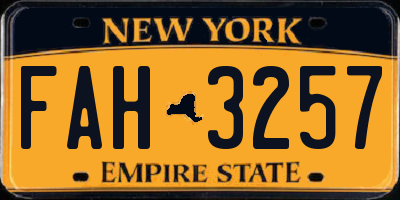 NY license plate FAH3257