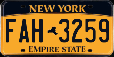 NY license plate FAH3259