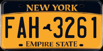 NY license plate FAH3261