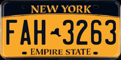 NY license plate FAH3263