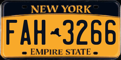 NY license plate FAH3266