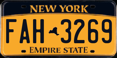 NY license plate FAH3269