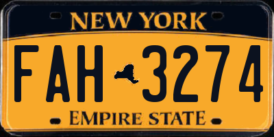 NY license plate FAH3274