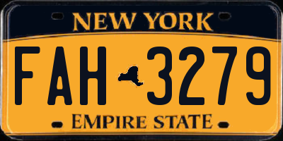 NY license plate FAH3279
