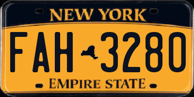 NY license plate FAH3280
