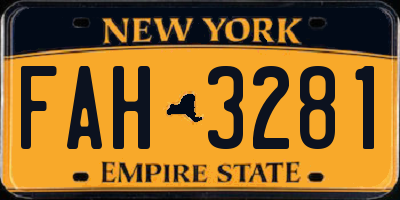 NY license plate FAH3281