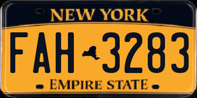 NY license plate FAH3283