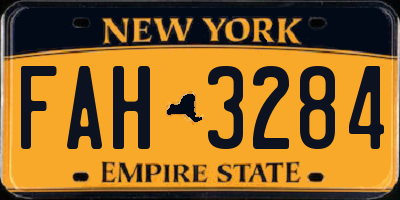 NY license plate FAH3284
