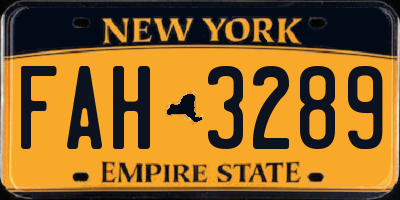 NY license plate FAH3289