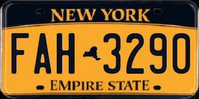 NY license plate FAH3290
