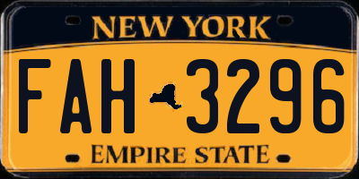 NY license plate FAH3296