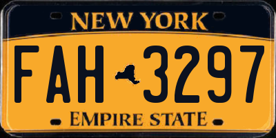 NY license plate FAH3297
