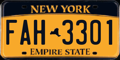 NY license plate FAH3301