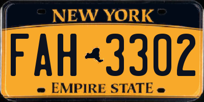 NY license plate FAH3302