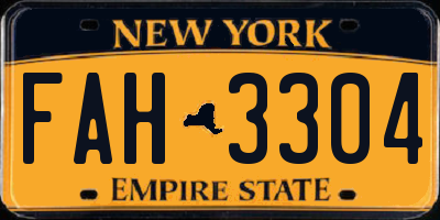 NY license plate FAH3304