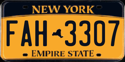 NY license plate FAH3307