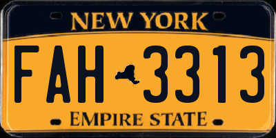 NY license plate FAH3313