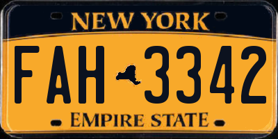 NY license plate FAH3342