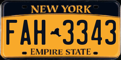 NY license plate FAH3343