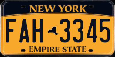NY license plate FAH3345