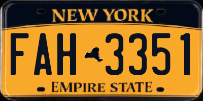 NY license plate FAH3351