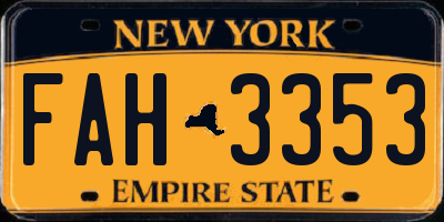 NY license plate FAH3353