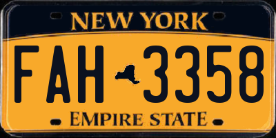 NY license plate FAH3358