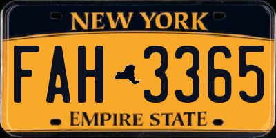 NY license plate FAH3365